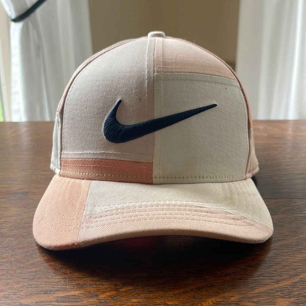 Nike Golf SnapBack Peach Navy Square Design